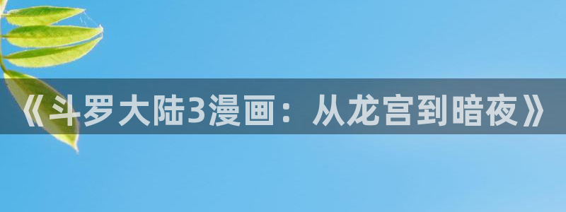 韩漫漫画打包网盘：《斗罗大陆3漫画：从龙宫到暗夜》